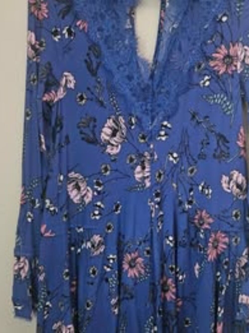 Lulu's Blue Floral Ruffle Dress xsmall